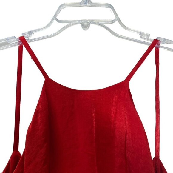 Zara  Red Jumpsuite Sleeveless Spaghetti Straps Tie Back Romper Medium - Picture 5 of 16